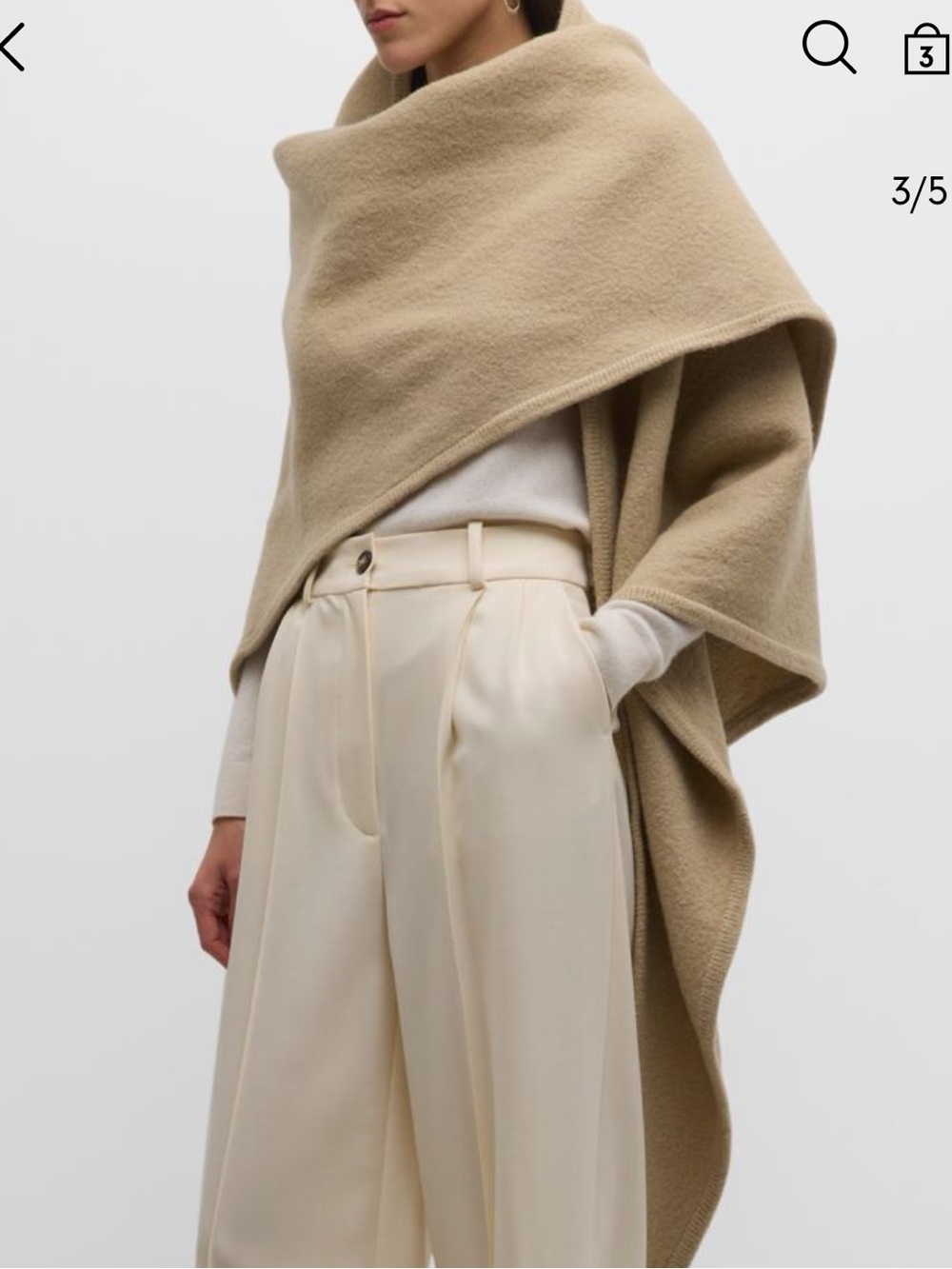 TOTEME NWT Camel Tan Maxi Wool Triangle Scarf